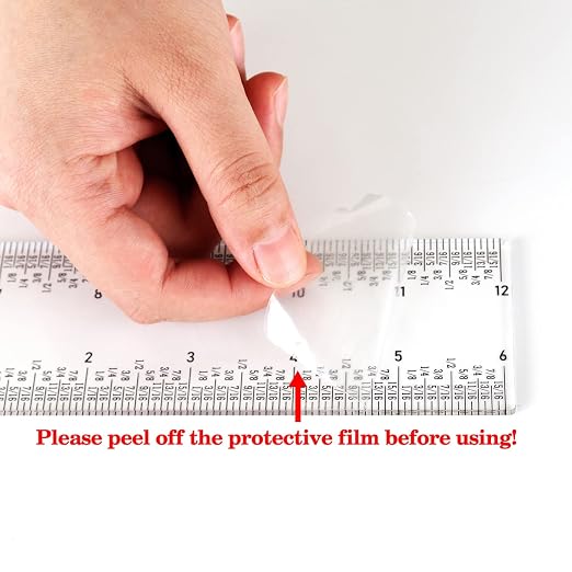 6PCS 6''/12 '' Acrylic Clear Edge Rulers T-Square Ruler, inches and Metric - Image 9