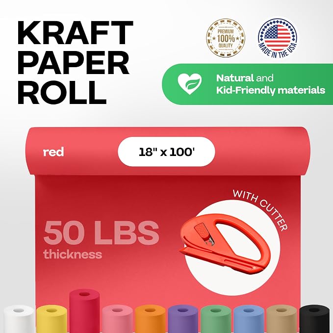 Christmas Red Kraft Paper Roll 18" x 1200" - Image 2