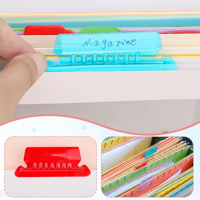 80 Pcs Hanging File Folder Tabs and 80 Pcs 2 Inch Inserts Labels, Plastic File - Image 5