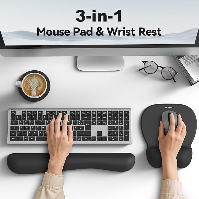 TECKNET Gel Mouse Pad with Wrist Rest, 3 in 1 Keyboard Wrist Rest - Image 2
