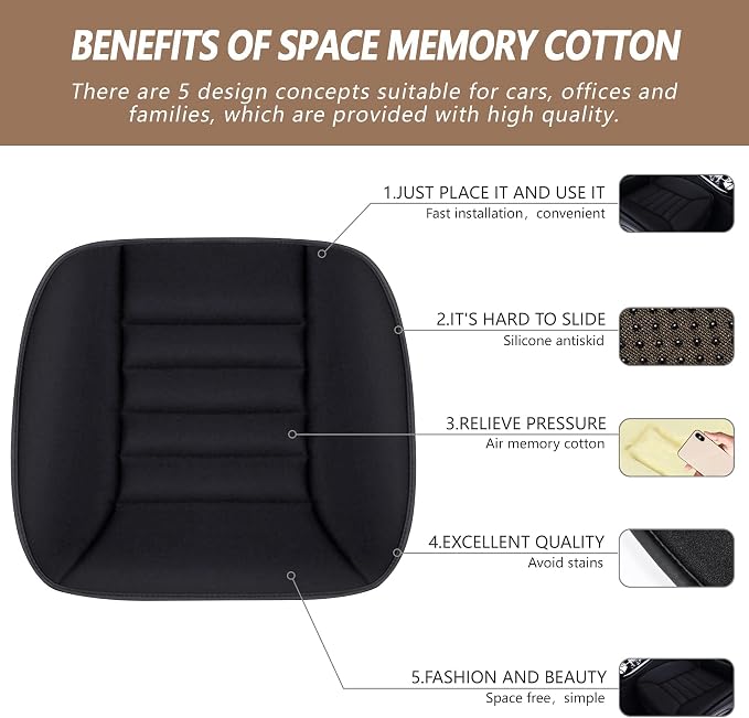 MYFAMIREA 2PCS Car Seat Cushion Pad 1.2" Thick Comfort Seat Protector - Image 2