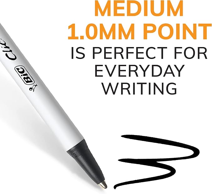 BIC Clic Stic Black Retractable Ballpoint Pens, Medium Point, Round Barrel - Image 4