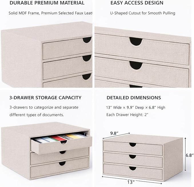 UnionBasic Document Organizer, 3-Drawer File Cabinet Document Storage Box - Image 4