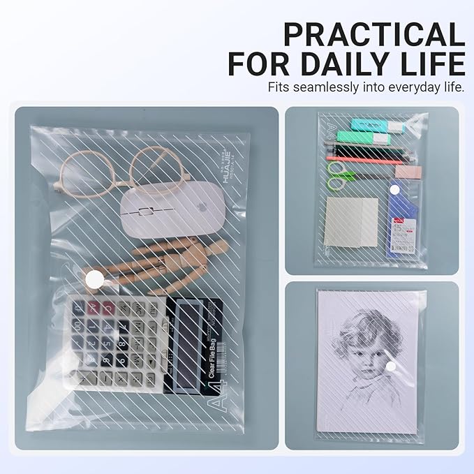 100 Pack, Plastic Envelopes – Transparent Waterproof Reusable File Folders - Image 7