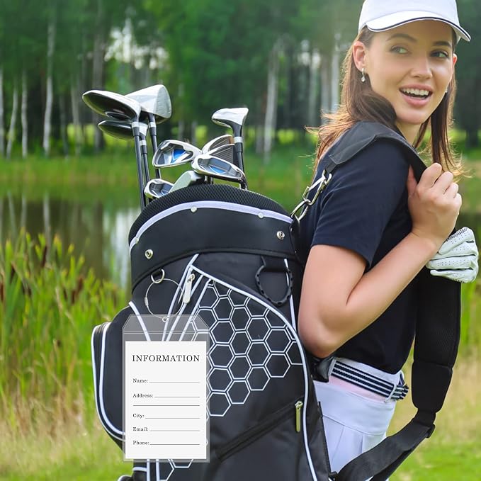 Fowecelt 2 Pack Extra Large Golf Luggage Tag 9" x 6" Travel Luggage Bag Plastic - Image 9