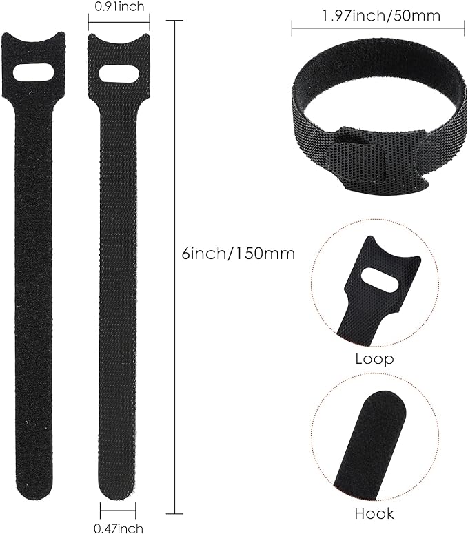 MVYC 120PCS 6 Inch Cable Ties Reusable Multi-Purpose Wire Ties Cord Organizer - Image 2