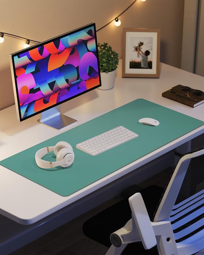 Leather Desk Pad Protector, Mouse Pad, Office Mat, Non-Slip PU Leather Blotter - Image 6