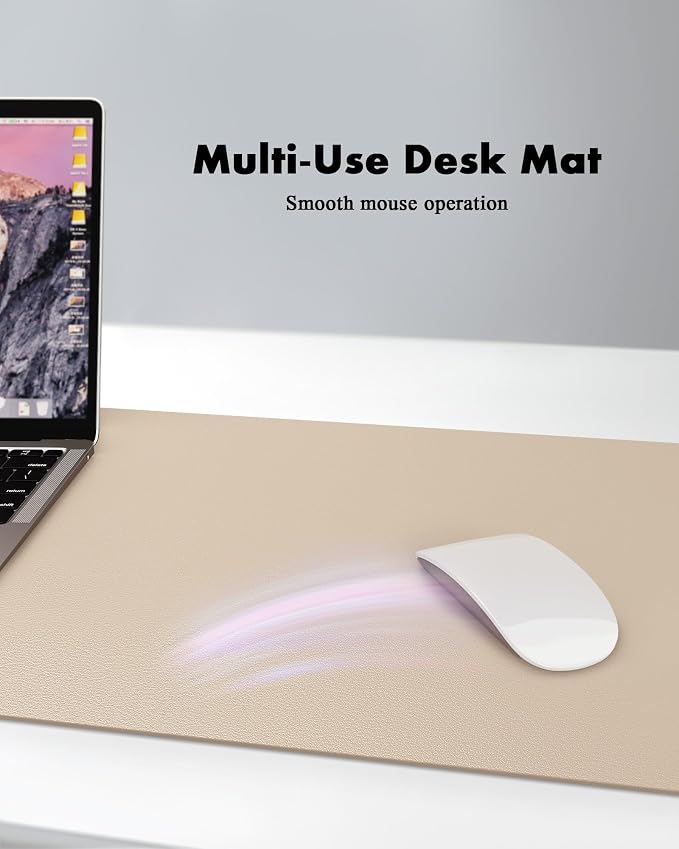 YSAGi Double-Sided Desk Pad, 35.4"x17" Leather Desk Mat, Eco Cork Desk Pad - Image 5