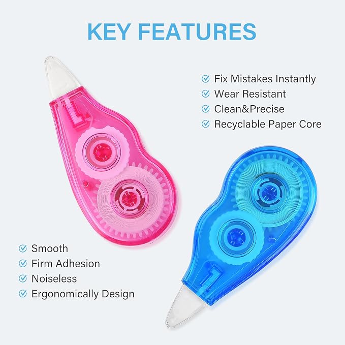 8-Pack Correction Tape, Dry Instant Tear-Resistant and Silent, School Office - Image 2