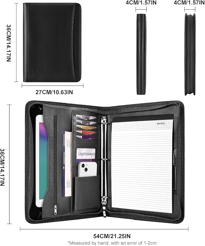 Leathario Portfolio Binder, Includes 10 Sheet Protectors and 3 Notepads - Image 2