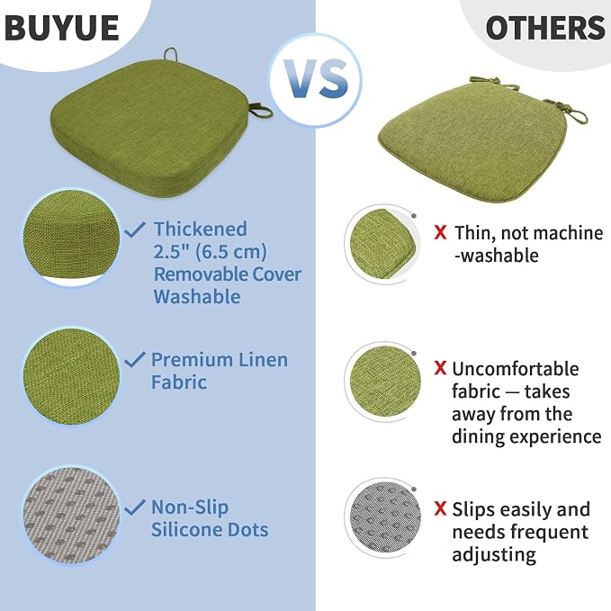 BUYUE Thickened 2.5" Friendly Woven Fabric Dining Chair Cushion, U-Shape High - Image 6