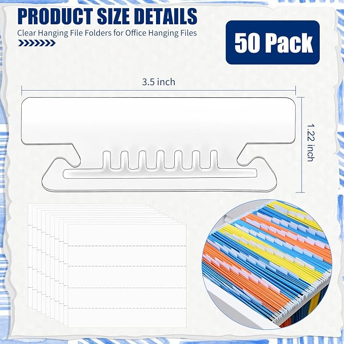 50 Pcs 3 1/2 Inch Hanging File Folder Tabs - Image 2