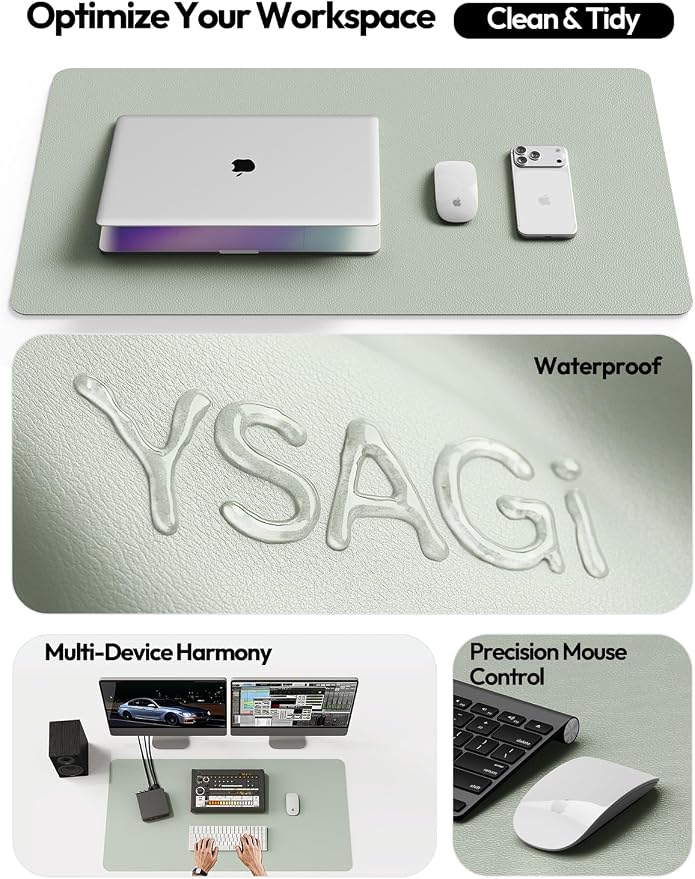 YSAGi Leather Desk Protector, Office Mat, Large Mouse Mat, Non-Slip PU Leather - Image 8