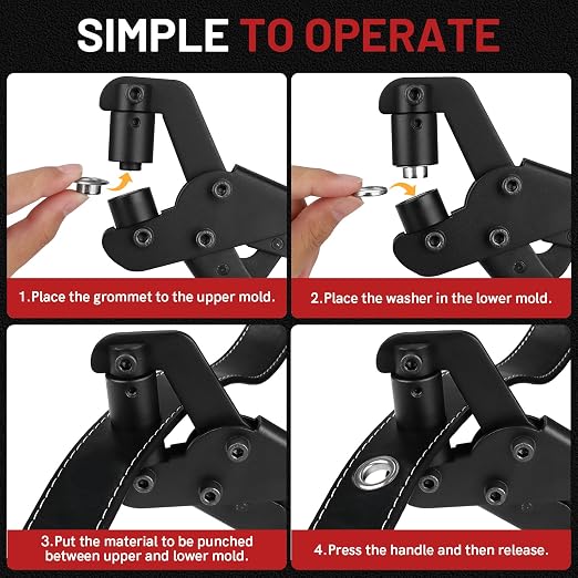 Grommet Tool Kit, 3/8 Inch Grommet Kit Handheld Eyelet Pliers Set - Image 4