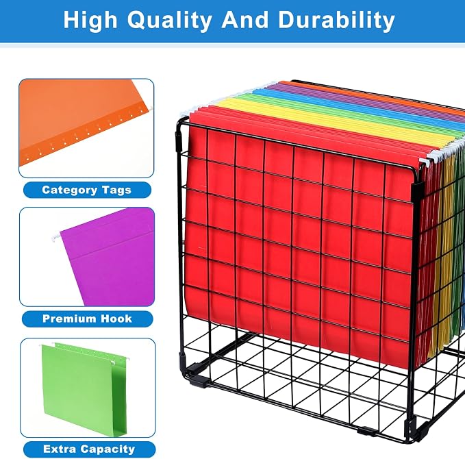 30 Pack Hanging File Folders Letter Size, Colored Hanging Folders - Image 3