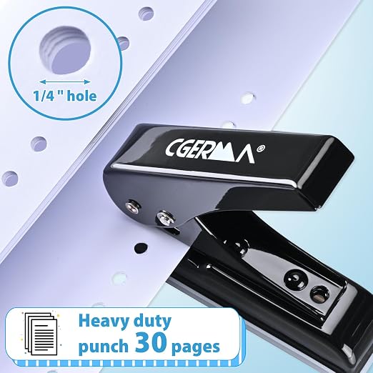 Single Hole Punch, 30 Sheet Capacity, Heavy Duty Paper Hole Puncher, 1/4" Hole - Image 2