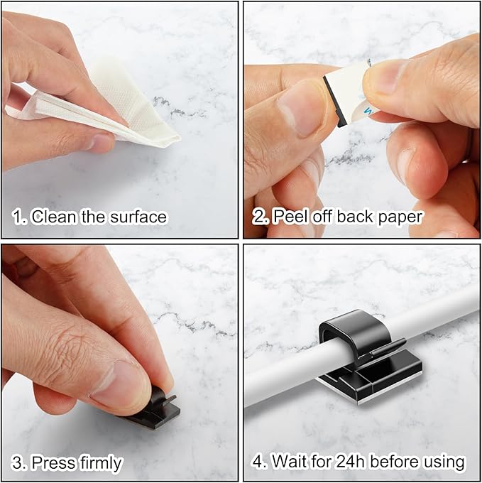 100 Pcs Cable Clips, Adhesive Cable Organizer Cord Holder Wire Clip Wire - Image 5