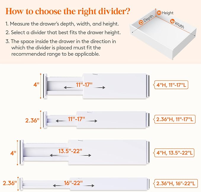 Lifewit 4 Pack Upgrade Drawer Dividers - Image 3