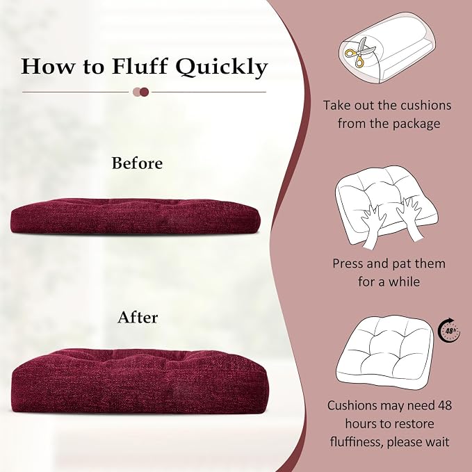 downluxe Chair Cushions for Dining Chairs 4 Pack, Tufted Indoor Chair Pads - Image 6