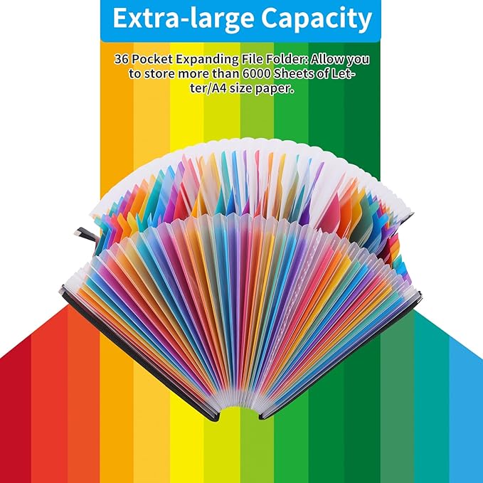 EOOUT Accordion File Organizer 36 Pockets, Letter A4 Size Expanding File Folder - Image 4