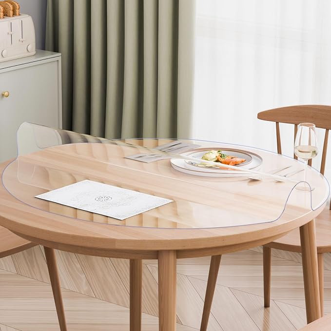 VEVOR Plastic Table Cover, 48 x 48 Inch 2.0 mm Thick Clear Round PVC Desk Mat - Image 8