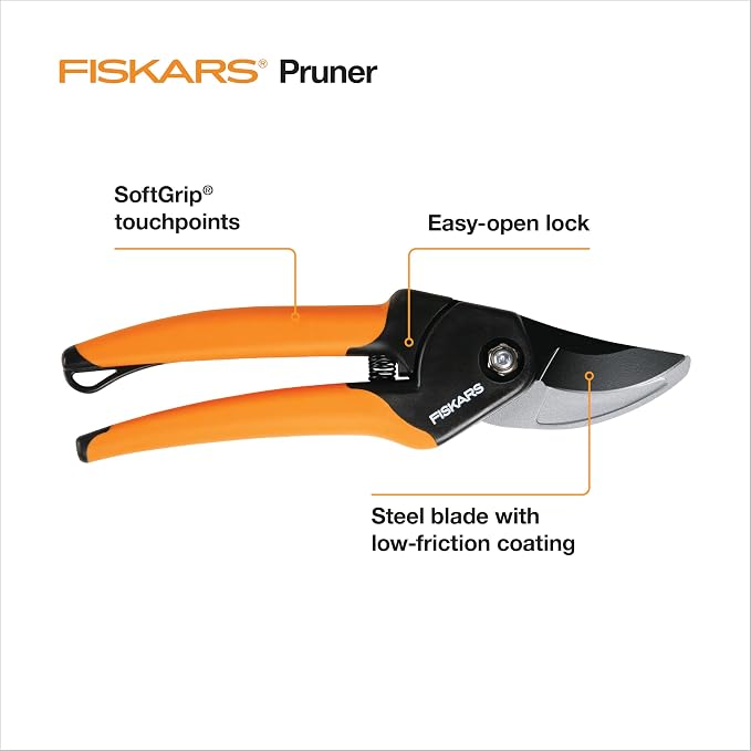 Fiskars SoftGrip Bypass Pruning Shears, 5/8” Cut Capacity Gardening Scissors - Image 2