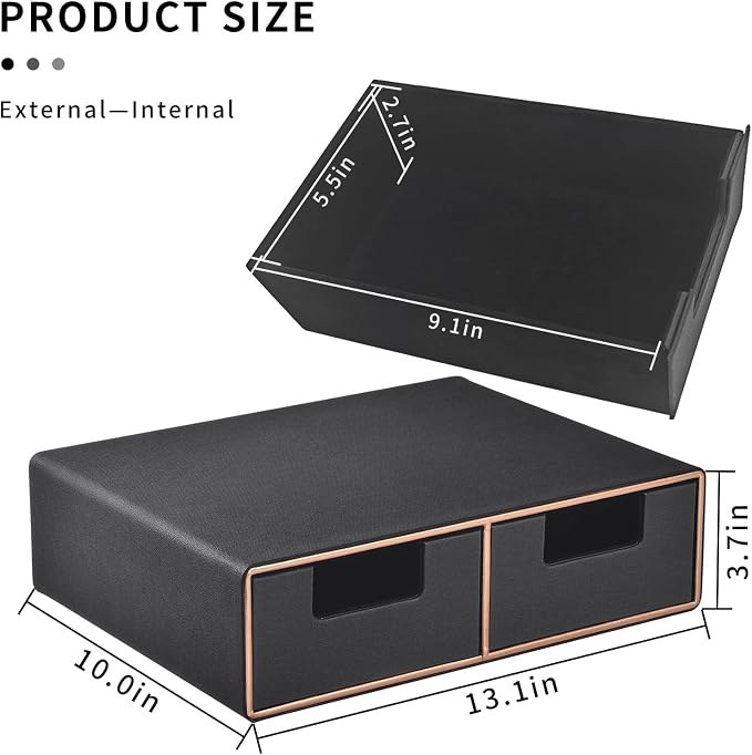 Linen Leather Desk Organizer and monitor stand - Image 3