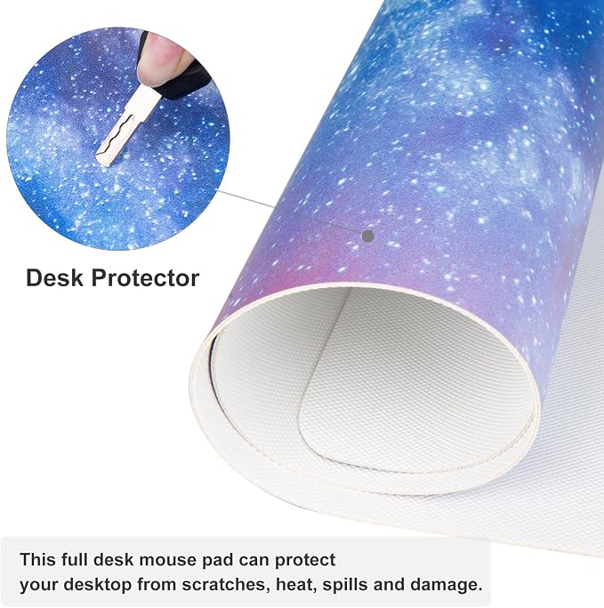 QiyI Large Desk Pad, Milky Way Mouse Pad Desktop Decor, Waterproof PU Leather - Image 5