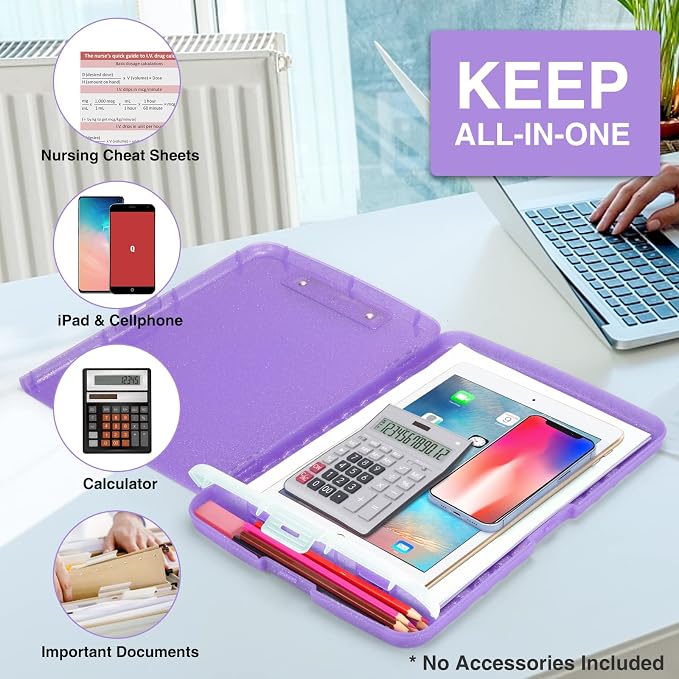 Sooez Glitter Clipboard with Storage, High Capacity Clip Boards 8.5x11 with Pen - Image 4