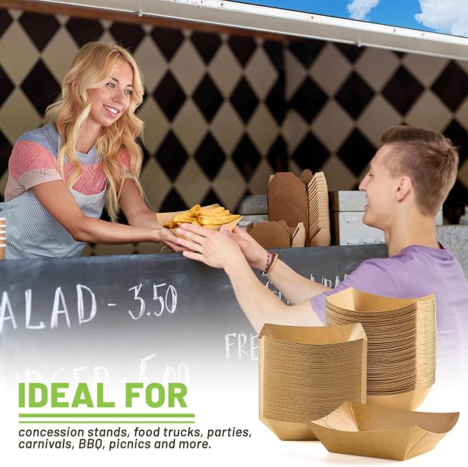 ZORRITA Small Paper Food Trays, 1/2 Lb, 120 Pack, Disposable | Mini Brown Paper - Image 7