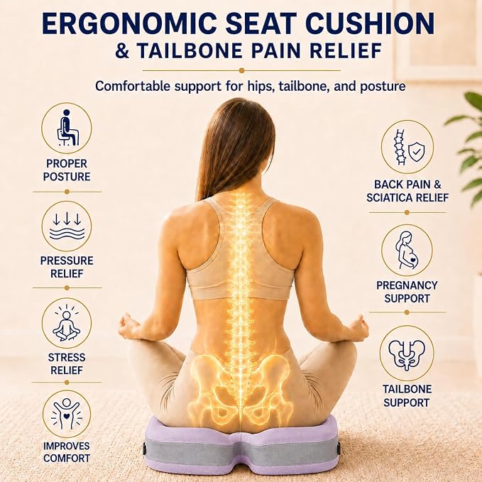 Seat Cushions for Office Chairs Wheelchair Cushion for Long Sitting Back - Image 4
