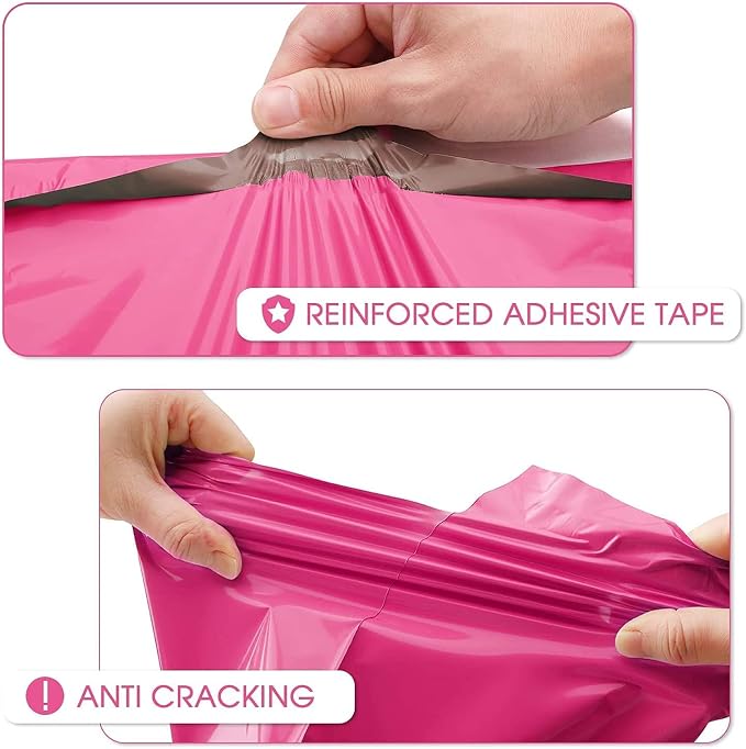 Metronic Poly Mailers 12x15.5 500 Pack Pink, Midium Size Shipping Bags Strong - Image 4
