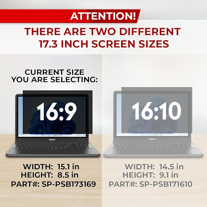 SightPro 17.3 Inch 16:9 Laptop Privacy Screen Filter - Image 3