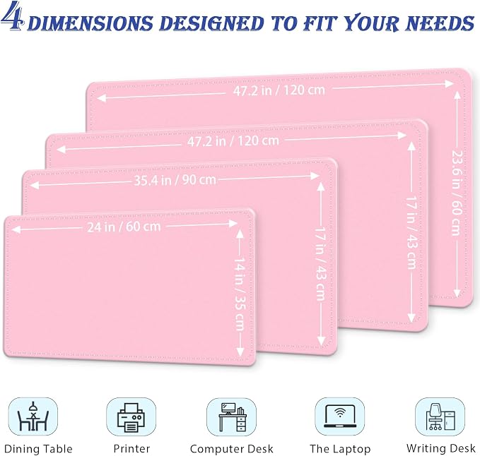 Large Desk Pad, 47.2" x 17" PU Leather Desk Mat - Image 2
