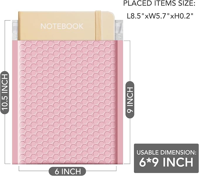 GSSUSA Light Pink Bubble Mailers 6X10 Inches 500 Pack, Padded Poly Bubble Mailer - Image 2