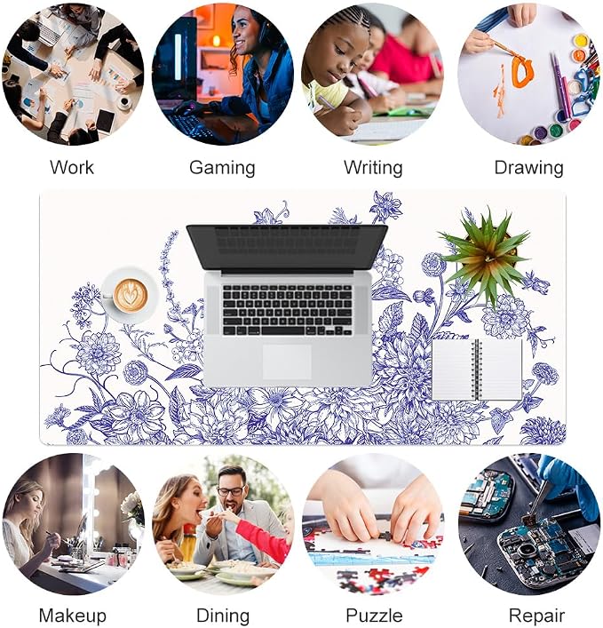 Colorful Star Large Mouse Pad, Floral Desk Mat Office Supplies, Waterproof Faux - Image 7