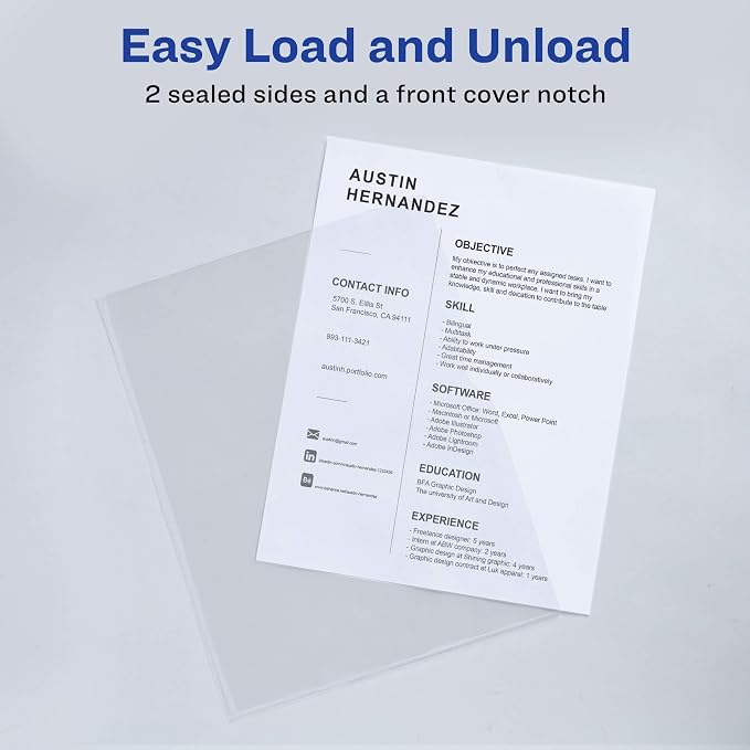 Avery Plastic Document Sleeves, Holds up to 20 Sheets, 12 Clear Sleeves - Image 4