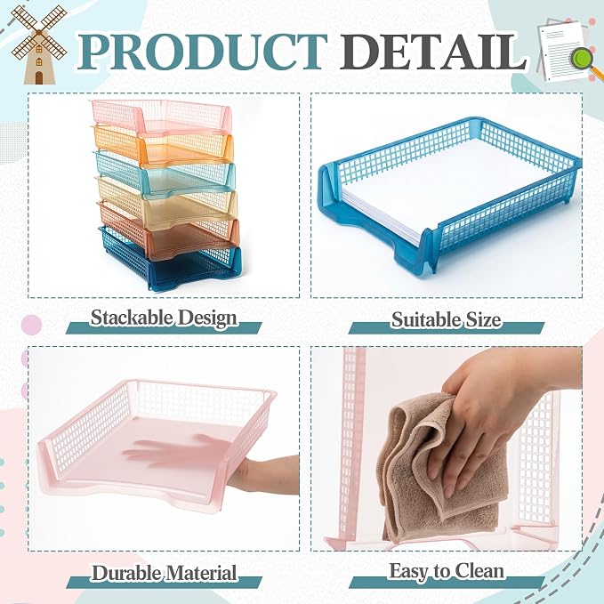 Geetery Set of 6 Turn in Trays Classroom Plastic Trays - Image 3