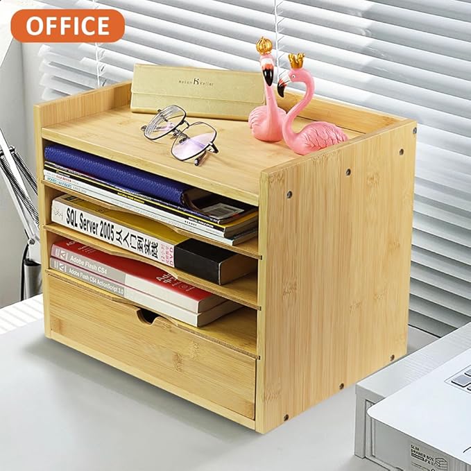KKTONER 5-Tier Bamboo Desk Organizer - Image 6