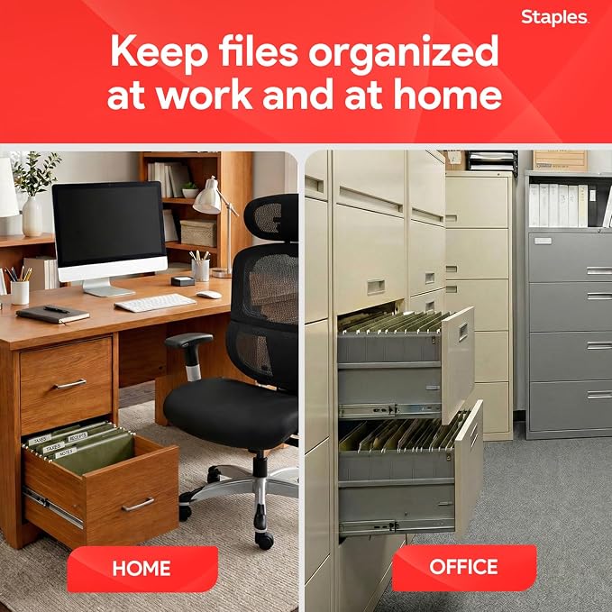 Staples Hanging File Folders, Letter Size, 1/5‑Cut Tabs, Standard Green - Image 7