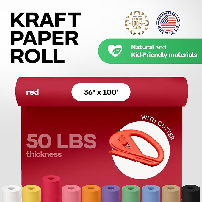 Christmas Red Kraft Paper Roll 36" x 1200" - Image 2