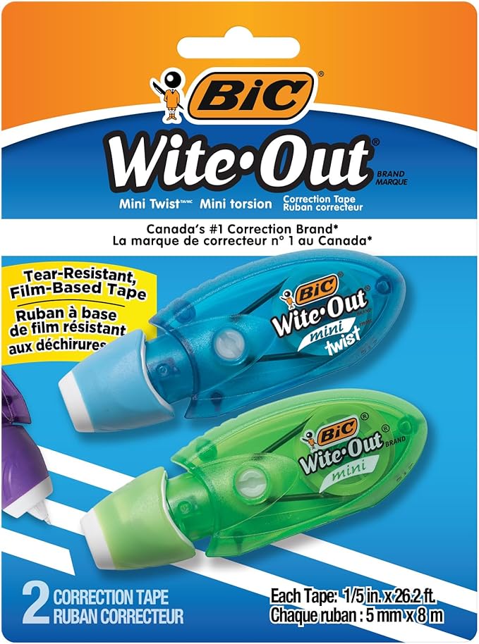 BIC Wite-Out Mini Twist Correction Tape, No Dry Time, Tear Resistant Tape - Image 2