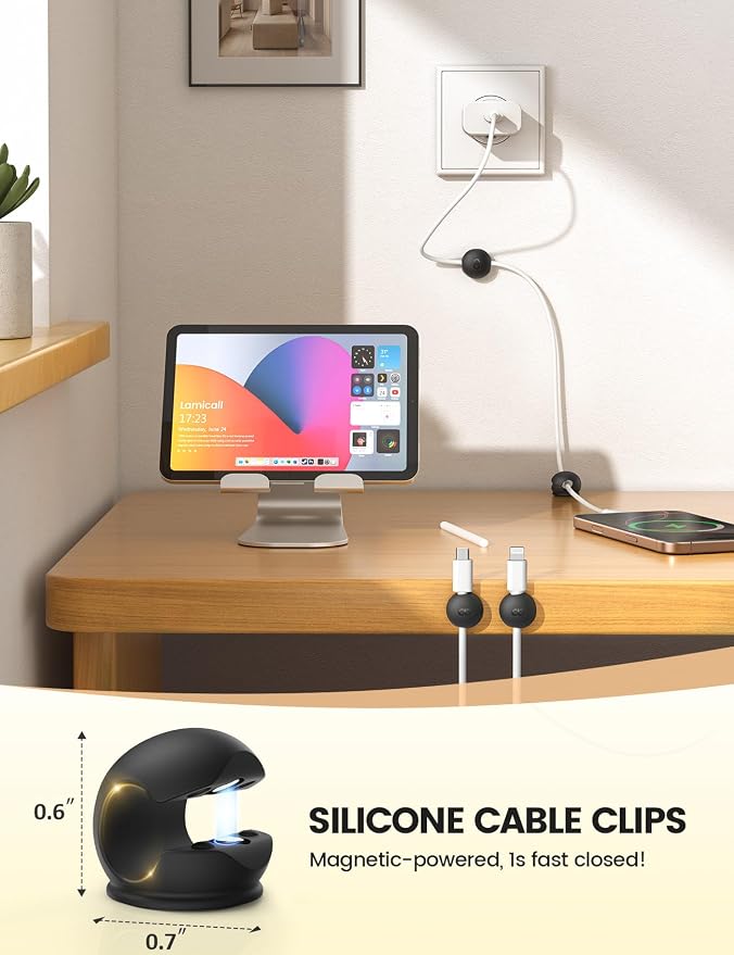 Lamicall 12Pack Magnetic Cord Organizer, Desk Desktop Dorm Organizer Decor - Image 2