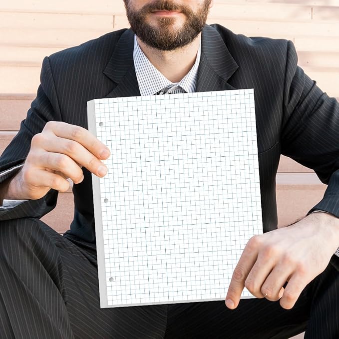 Grid Paper - 3 Hole Graph Paper, Letter Size 100 Sheets/200 Pages Loose-Leaf - Image 8
