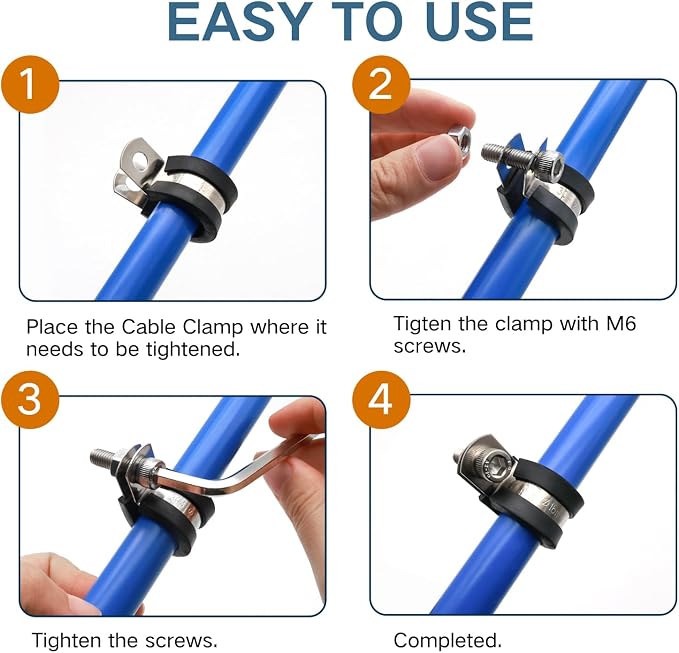 ZIPCCI 1-3/4 Inch Cable Clamp, 10 Pack Rubber Wiring Clamp, Stainless Steel - Image 3