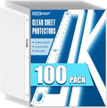 100 Pack Sheet Protectors, Top Loading Reinforced 3-Hole Page | Protectors by ONEKEEP