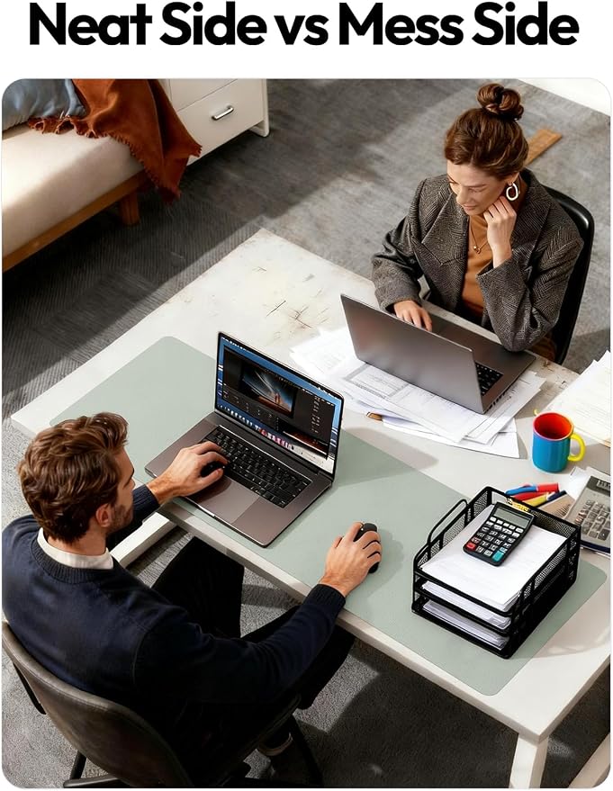 YSAGi Leather Desk Pad Protector, Office Desk Mat, Large Mouse Pad, Non-Slip PU - Image 7