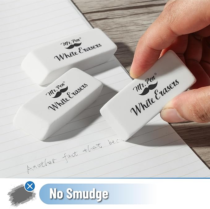 Mr. Pen- White Pencil Eraser, 24 Pack | Large Latex Free Block Erasers Bulk - Image 4