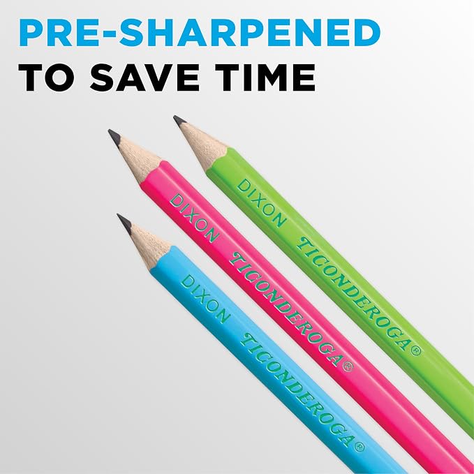 Ticonderoga Wooden Pencils, Pre-Sharpened #2 HB Soft, Neon Colors - Image 6