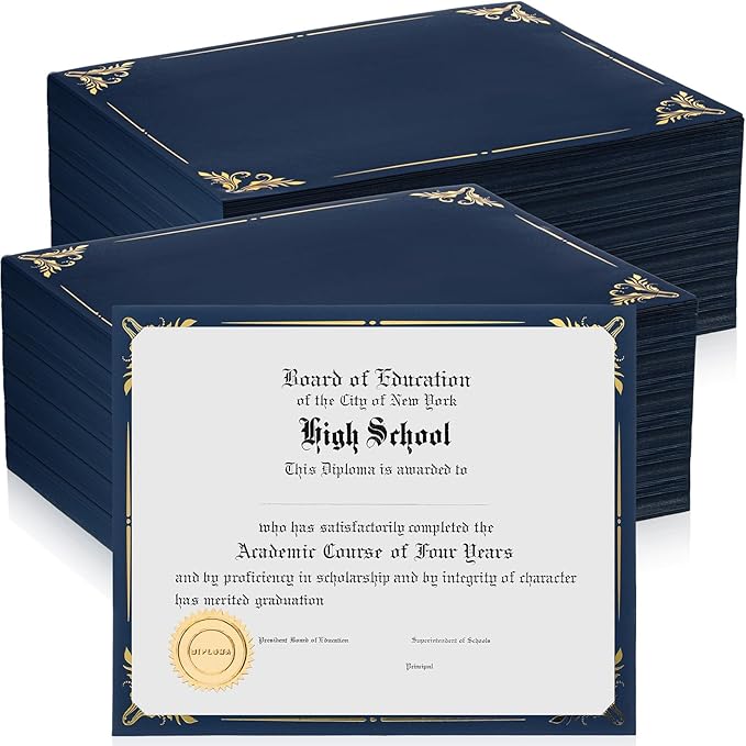 Fainne 300 Pcs Certificate Holder Foil Border Bulk 8.5 x 11 Inch Single Sided by Fainne